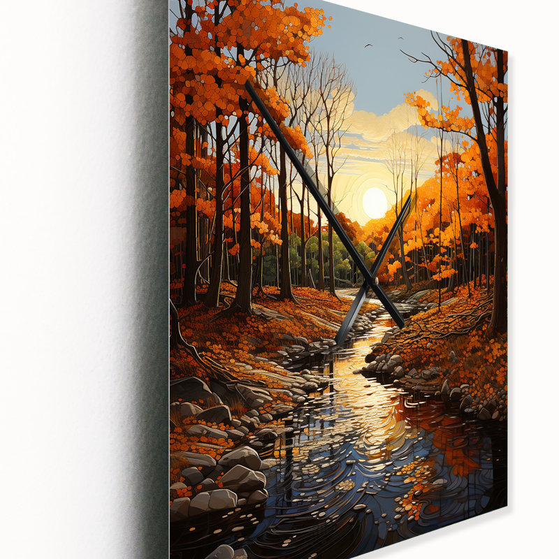 Horloge murale moderne Birch Woods Autumn Sonata I, Grand