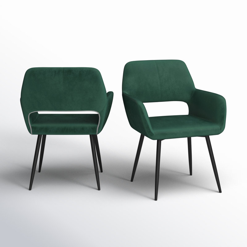 Kristina 17'' H Velvet Upholstered Metal Armchair, Green