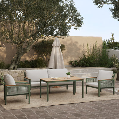 Ensemble de patio d'extérieur en aluminium avec coussins 4 pièces