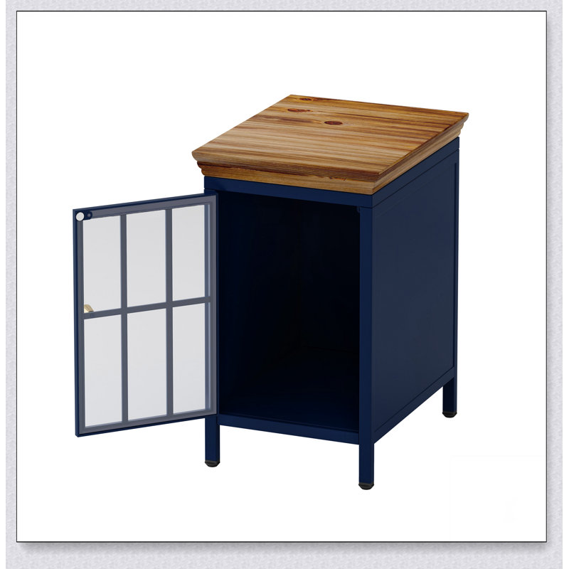 Nightstand with Storage Cabinet & Solid Wood Tabletop, Bedside Table, Sofa Side Coffee Table