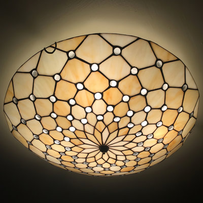 4-Light 19.7" Tiffany Stained Glass Ceiling Flush Mount Light