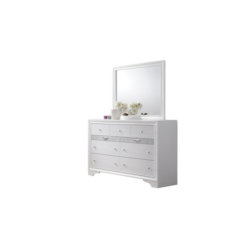 Commode 7 tiroirs Traditional en bois blanc
