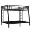 Black Full XL over Queen Metal Bunk Bed with Ladder, Space Saving, Sturdy Frame, No Box Spring