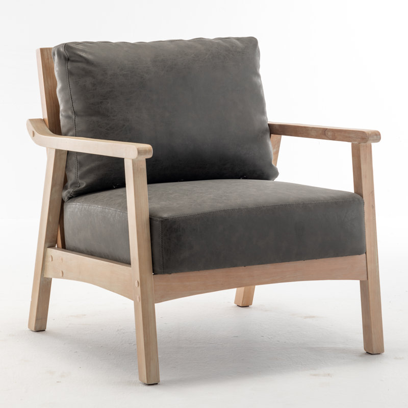 Fauteuil en polyester de 27 po Nicki, Similicuir gris anthracite