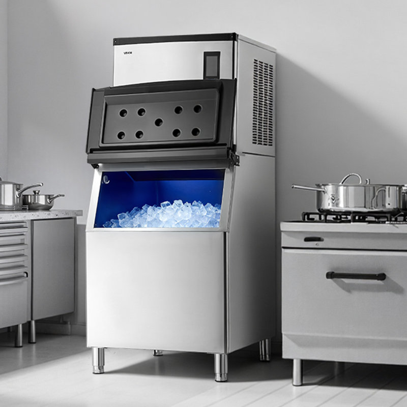 Machine à glaçons commerciale, machine à glaçons 1000LBS / 24H avec bac de rangement en acier inoxydable 500LBS, machine à glaçons auto-nettoyante avec écran tactile pour bar, café, restaurant commercial