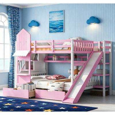 Sturdy Full Size Bunk Bed With Playhouse Design, Ideal For Creative And Fun Children's Bedrooms.