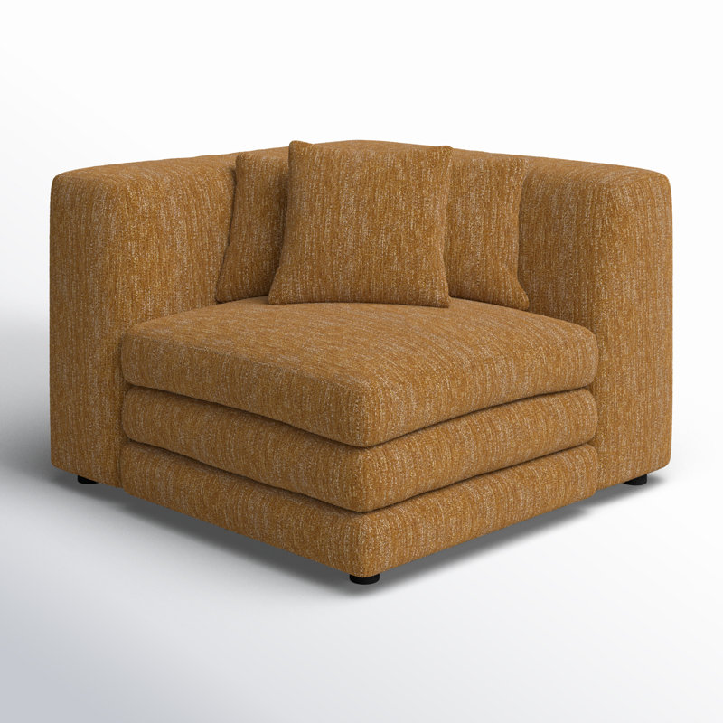 Donia Upholstered Accent Chair, Amber Glow Mustard Tweed