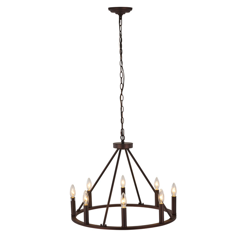 Serigo 8 - Light Dimmable Wagon Wheel Chandelier