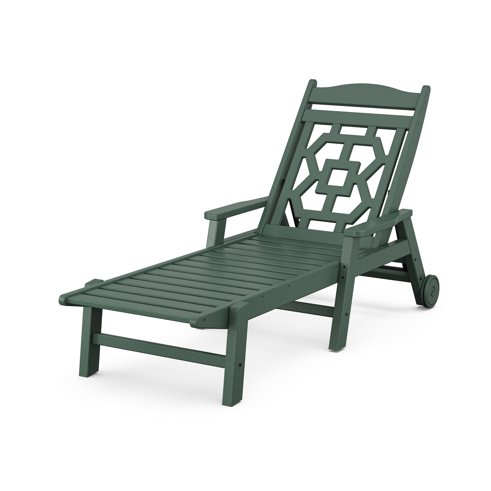 Chinoiserie Outdoor Chaise Lounge, Green