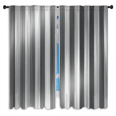 Black White Stripes Window Curtains  Pattern Sheer & Room Darkening - 2 Panels
