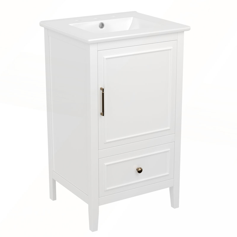 Meuble-lavabo moderne de 20 pouces avec lavabo, armoire, tiroir et patins réglables