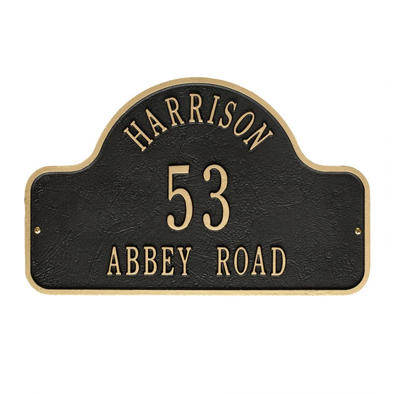 Lexy 3-Line Wall Address Plaque, Black/Gold, Yes