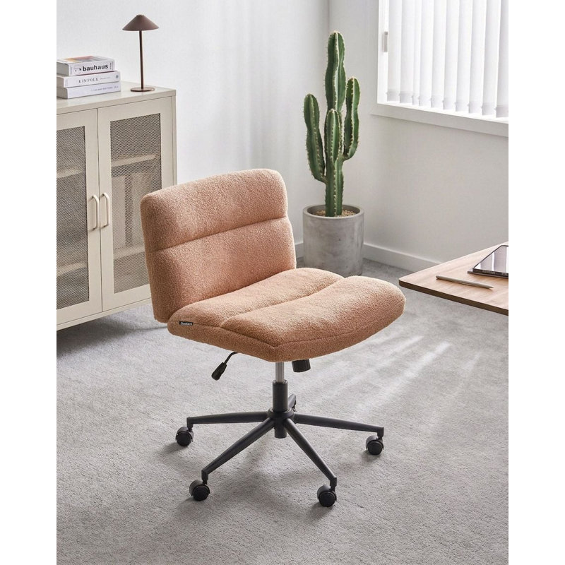 Beliani CATLIN Teddy and Boucle Office Chair, Pink