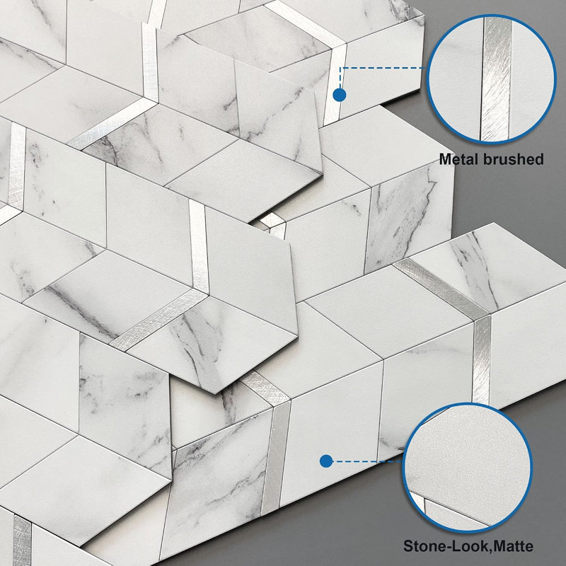 Tiles Diamond White Silver 10pcs