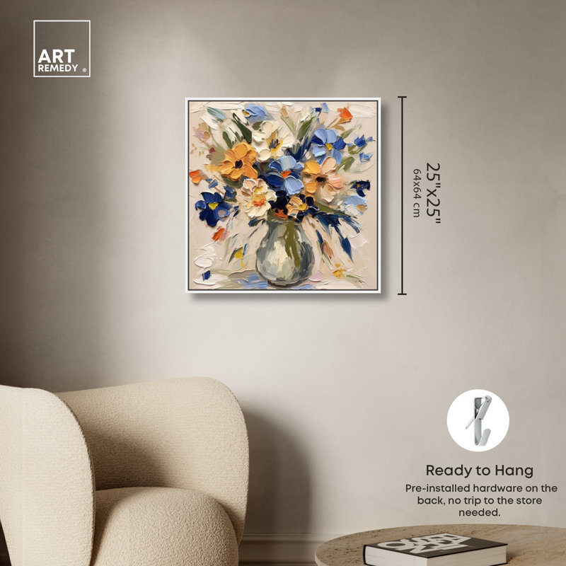 «Floral Palate Splash Chic Farmhouse» par Art Remedy, Cadre blanc, H 31 po x l 31 po