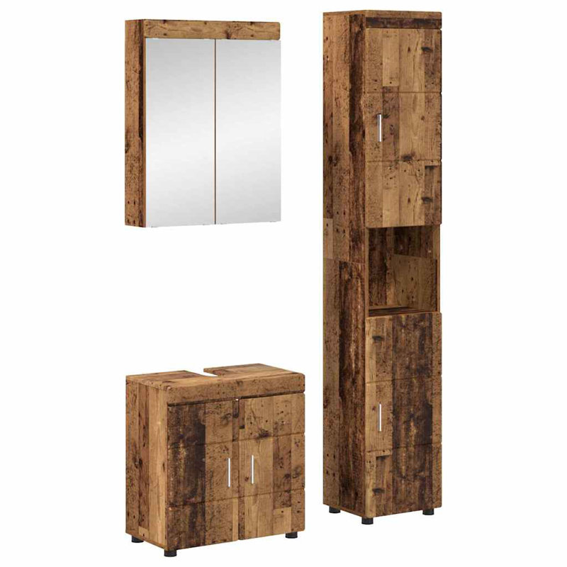 Vanity & Mirror Set, Medium Wood