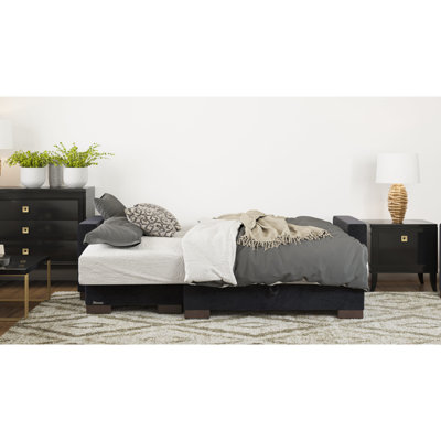 Chaise longue convertible rembourrée à 3 places, rangement, microfibre noire, canapé-lit, conception clic-clac, capacité, coussins fermes, ressorts, mousse enveloppée de 80,3 po x 68,8 po