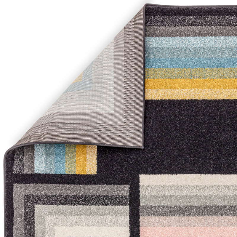 Geo Charcoal/Multi Area Rug, Rectangle 80 x 150cm
