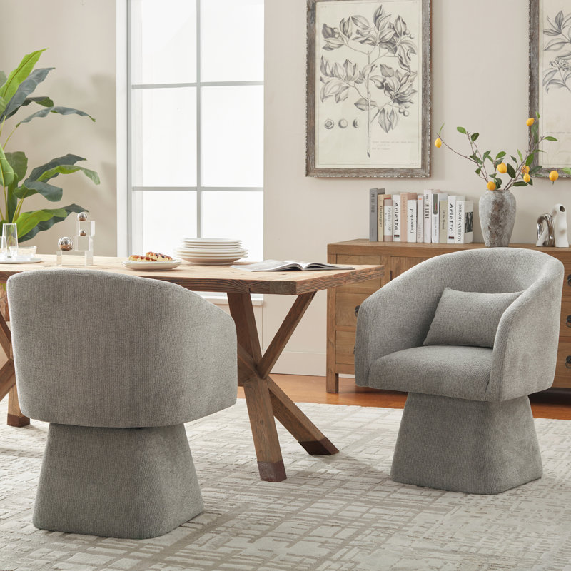 Upholstered Swivel Barrel Dining Chairs, Gray