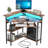 Fitnat Corner Desk with Power Outlet, LED Triangle Corner Desk with Storage for Small Space-192581531