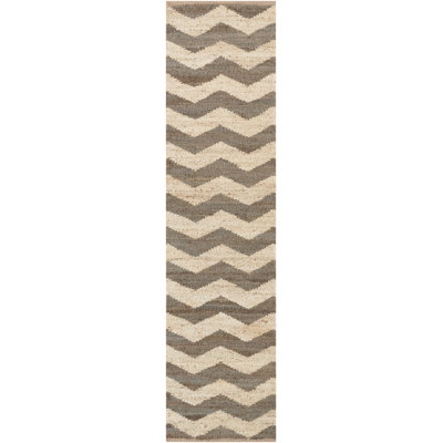 Tapis zone en jute à tissage plat fait main Hermine