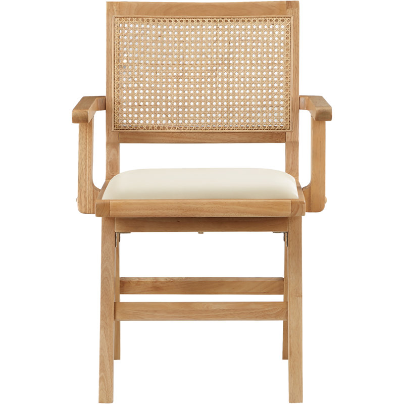 Abby Dining Arm Chair, Cream Vegan Leather, Natural