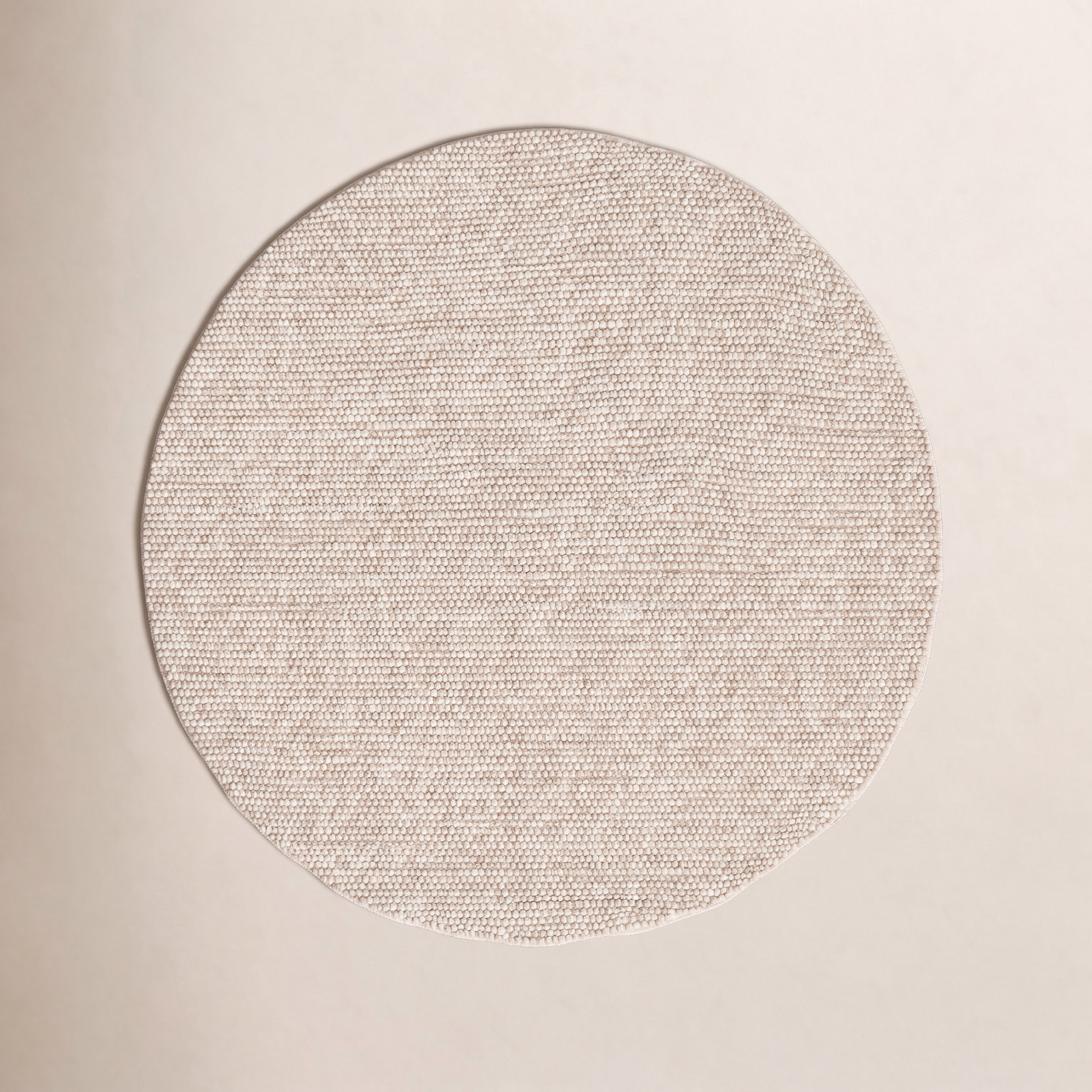 Elle Beige Hand-Woven Wool Rug, Round 10'