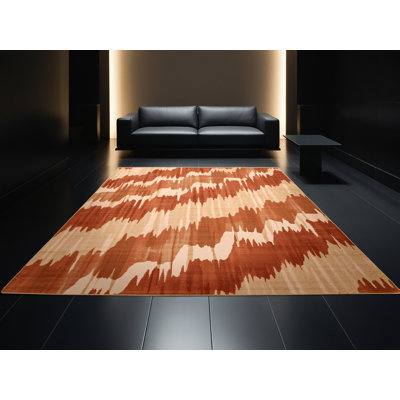 Tapis moelleux moelleux d'inspiration mondiale Ekhard en brun - reliure brun clair