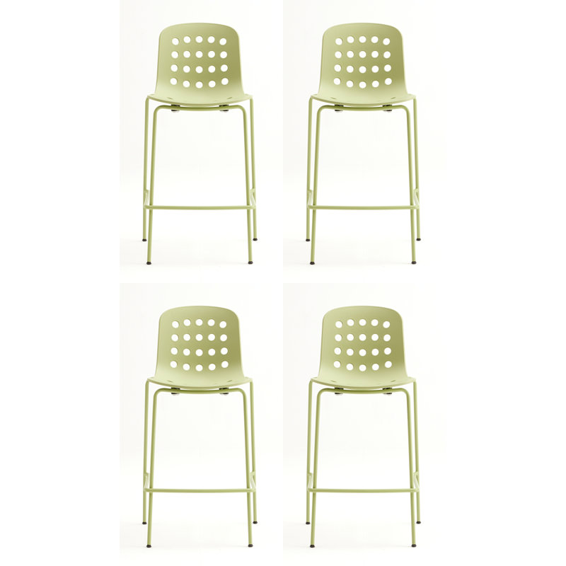 Holi Perforated Counter Stool (Set of 4), Olive Green