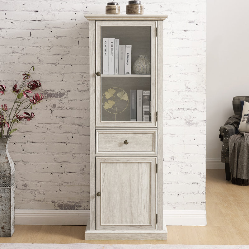 Armoire avec porte vitrée pour le rangement - Blanc, idéal pour le salon, la cuisine, la salle à manger