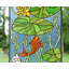 Vitrail de fenêtre en verre coloré à motif de feuilles de Lotus