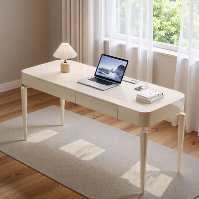 Cream White Minimalist Desk