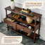 Console à 3 niveaux avec 2 tiroirs, finition en placage de bois véritable, glissières de tiroir à glissement lisse, pieds en bois d'hévéa massif