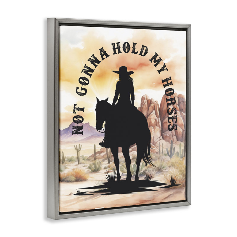  «Not Gonna Hold My Horses», art mural sur toile par lettré et doublé, H 21 po x l 17 po, Cadre flottant gris lustré