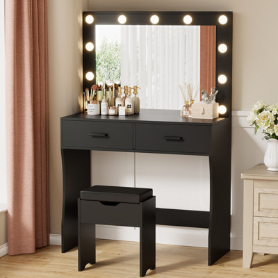 Ensemble coiffeuse avec tabouret et miroir Justan