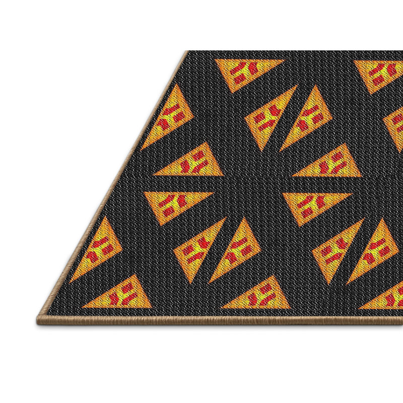 Tapis orange motif/noir de zone, Rectangle 2 pi x 4 pi