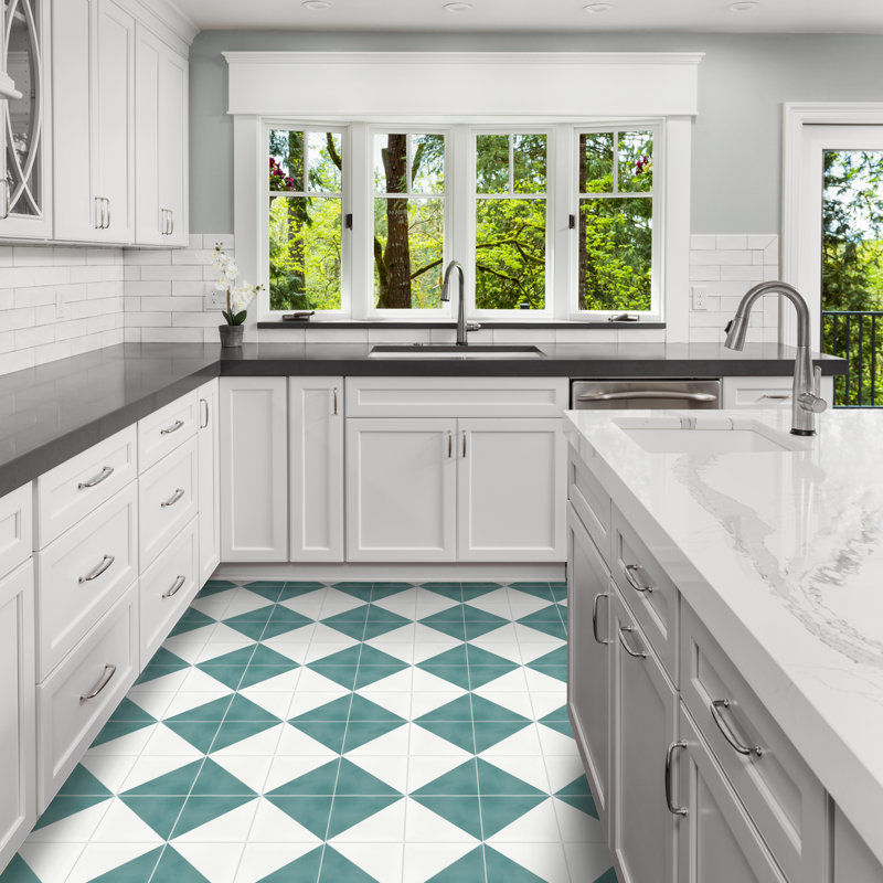 Man Overboard 8" x 8" Cement Wall & Floor Tile, Terracotta & White