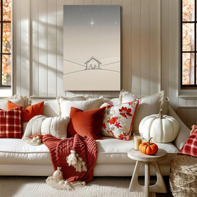 Ensemble de 1 peinture encadrée Bernhild de la naissance de Jésus, Starry Night Manger, dans un style minimaliste. Affiche murale décorative rétro pour la décoration intérieure, œuvre d'art moderne parfaite pour la chambre à coucher ou le salon