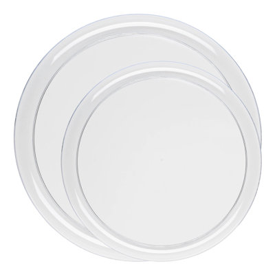 Clear Flat Round Disposable Plastic Dinnerware Value Set - 120 Sets