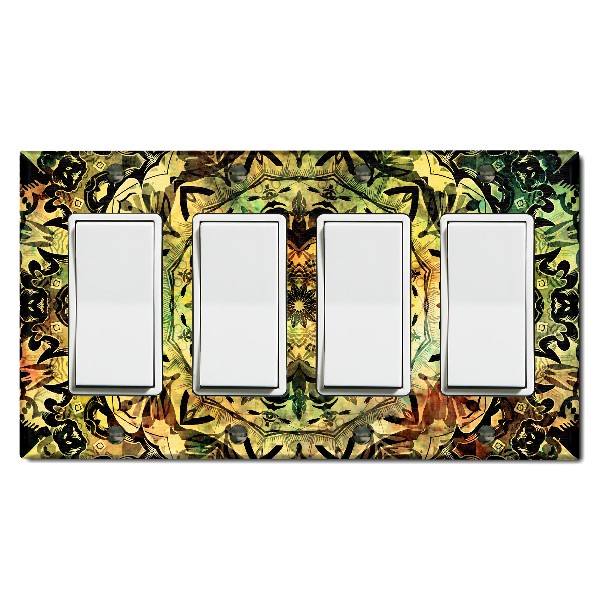 WorldAcc Metal Light Switch Plate Outlet Cover (Green Mandala