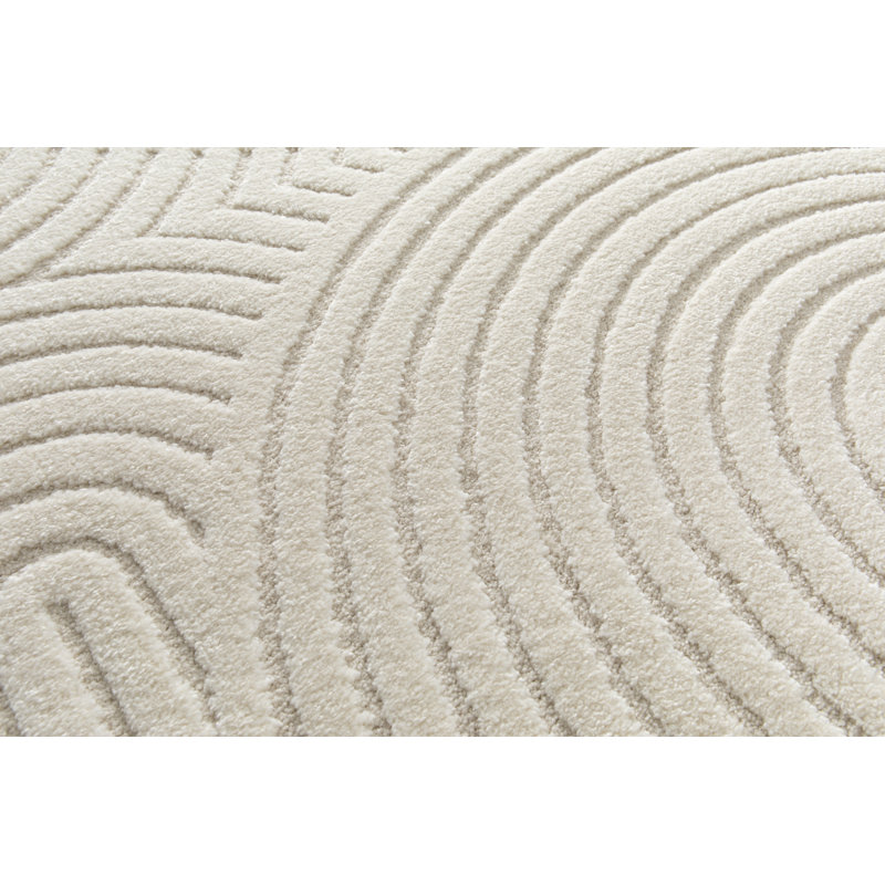 High-quality Geometric Cream Rug with Arches and 3D effect, Rectangle 200 x 290 cm