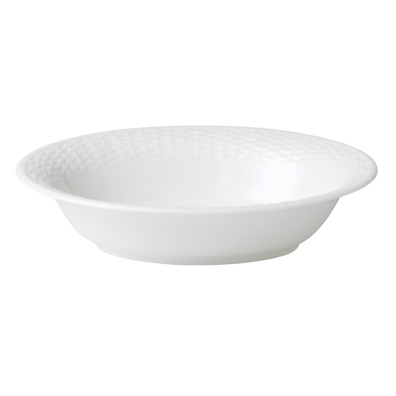 White Textured Ceramic Round Serving Bowl