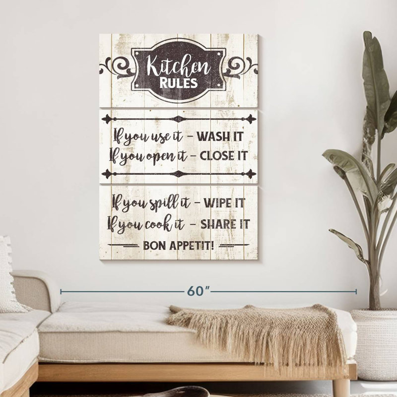 Kitchen Rules Typographie 3 pièces, H 50 po x l 32 po