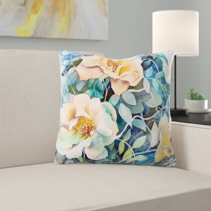  Coussin décoratif aquarelle, Microsuède, Intérieur