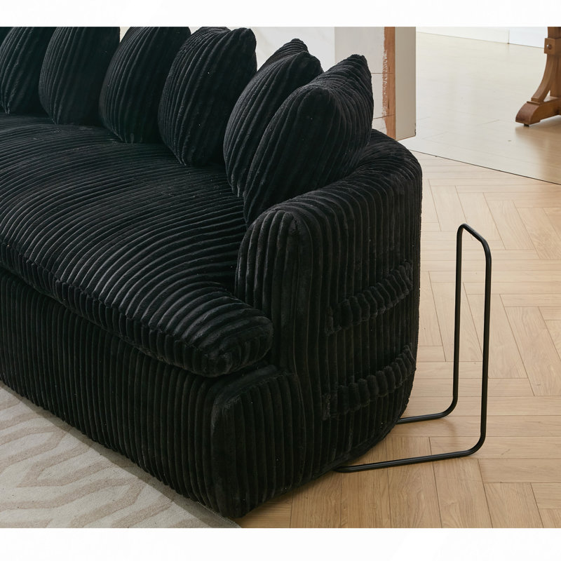 Boneless 127" Large Sectional Sofa ,Elegant Curved Design ,High-Resilience Foam ,Ten Back Cushions,L-Shape Left Sofa,No Assembly Required