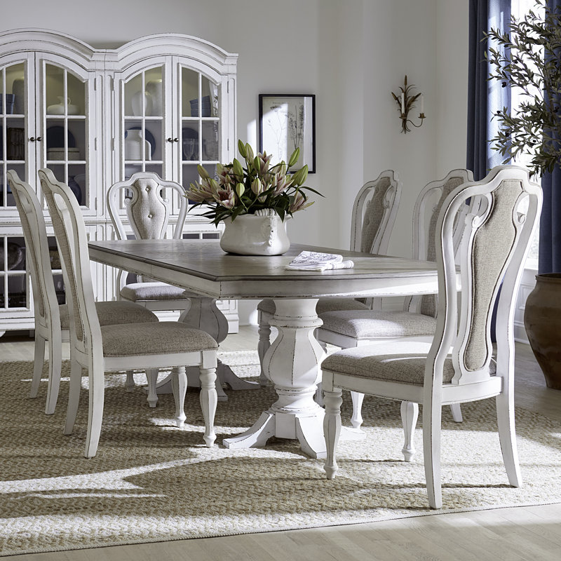 Colchester Opt 6 Person Double Pedestal Dining Table Set, 7 Pieces: Table, 6 Chairs