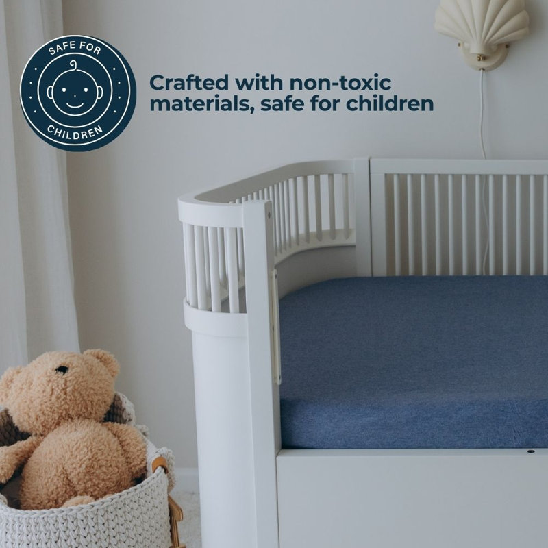 Cotton 2 - Piece Cot Fitted Sheet, 120 x 60 cm, Denim Blue / Sky Blue