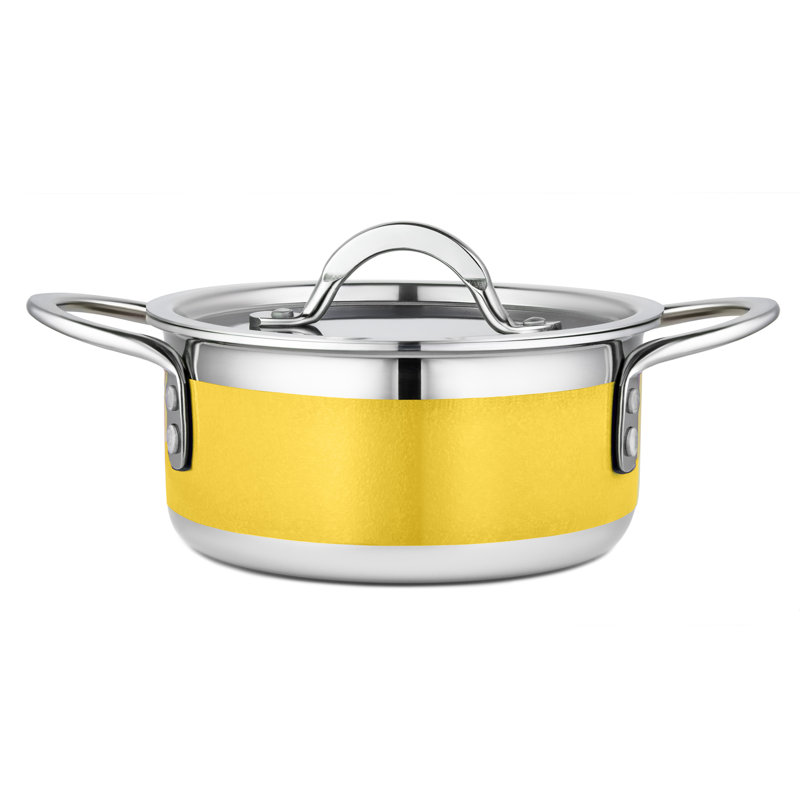 Marmite en acier inoxydable avec couvercle Bon Chef, 0,69 pte, Jaune
