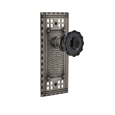 Plaque artisanale avec bouton de porte noir cristal