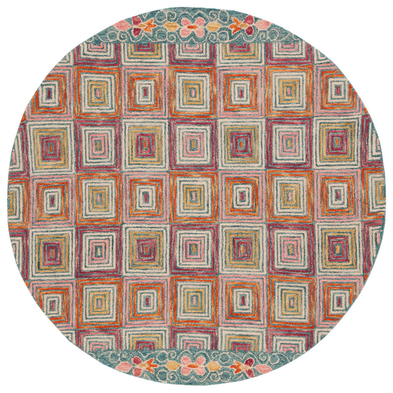 Deyoung Hand Tufted Wool Geometric Rug, Round 6'